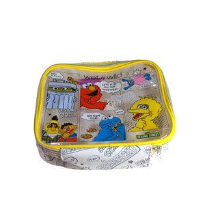 Sesame Street Wet N Wild Cosmetic Bag With Cartoon Characters Zipper Closure Yel